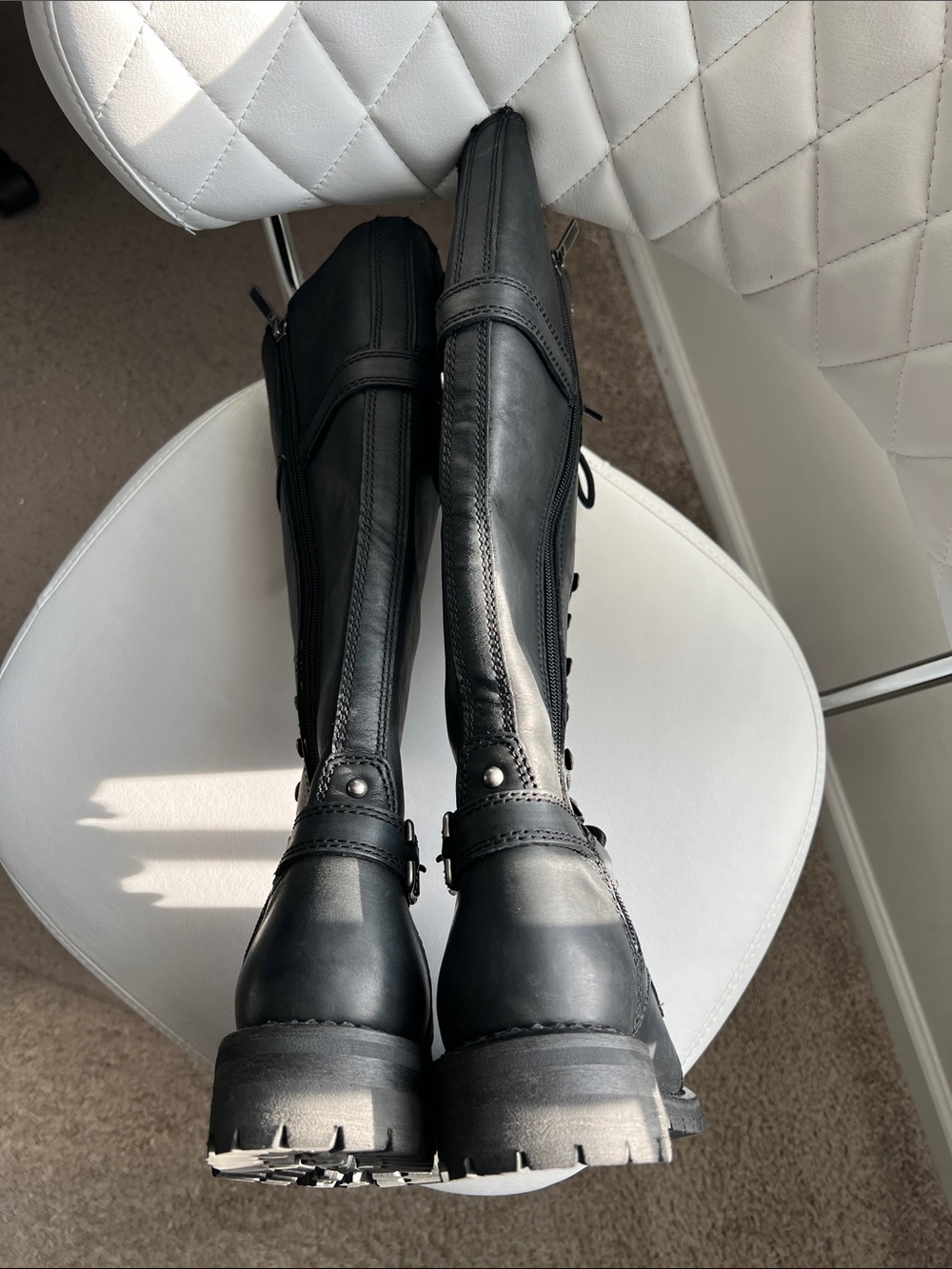 Harley Davidson Women’s Black LeatherTall Lace-Up Women's Combat Boots size 7.5. - Picture 8 of 9